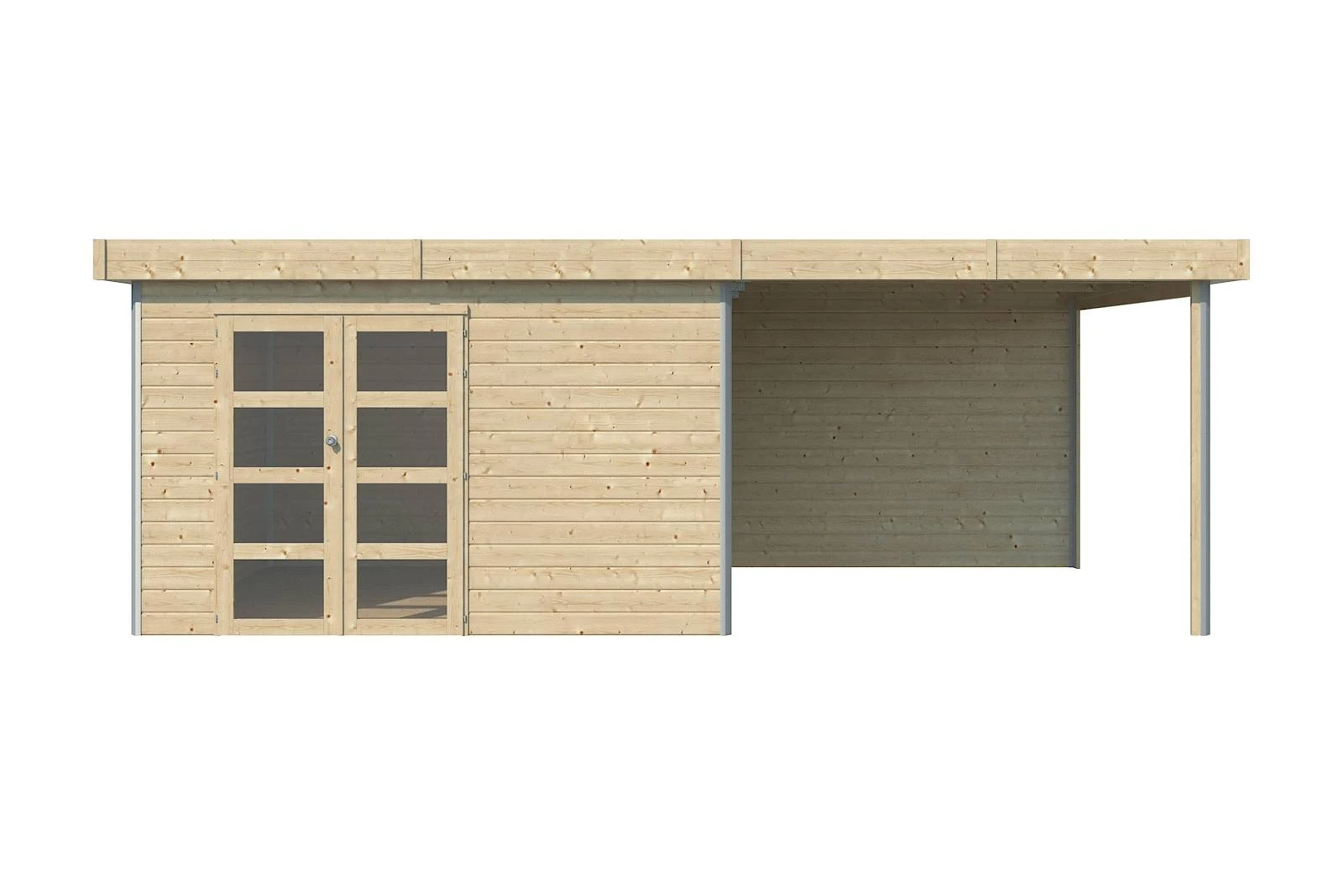 Woodlands Blokhut Misaka met Overkapping en Aluminium Hoekprofiel 655 x 295 cm - Afbeelding 1